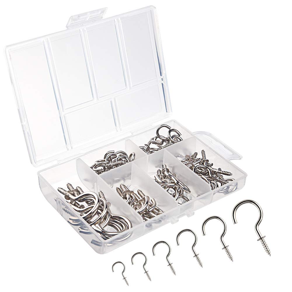 FEPITO Crochets plafond tasse nickel 75 pièces multi-taille