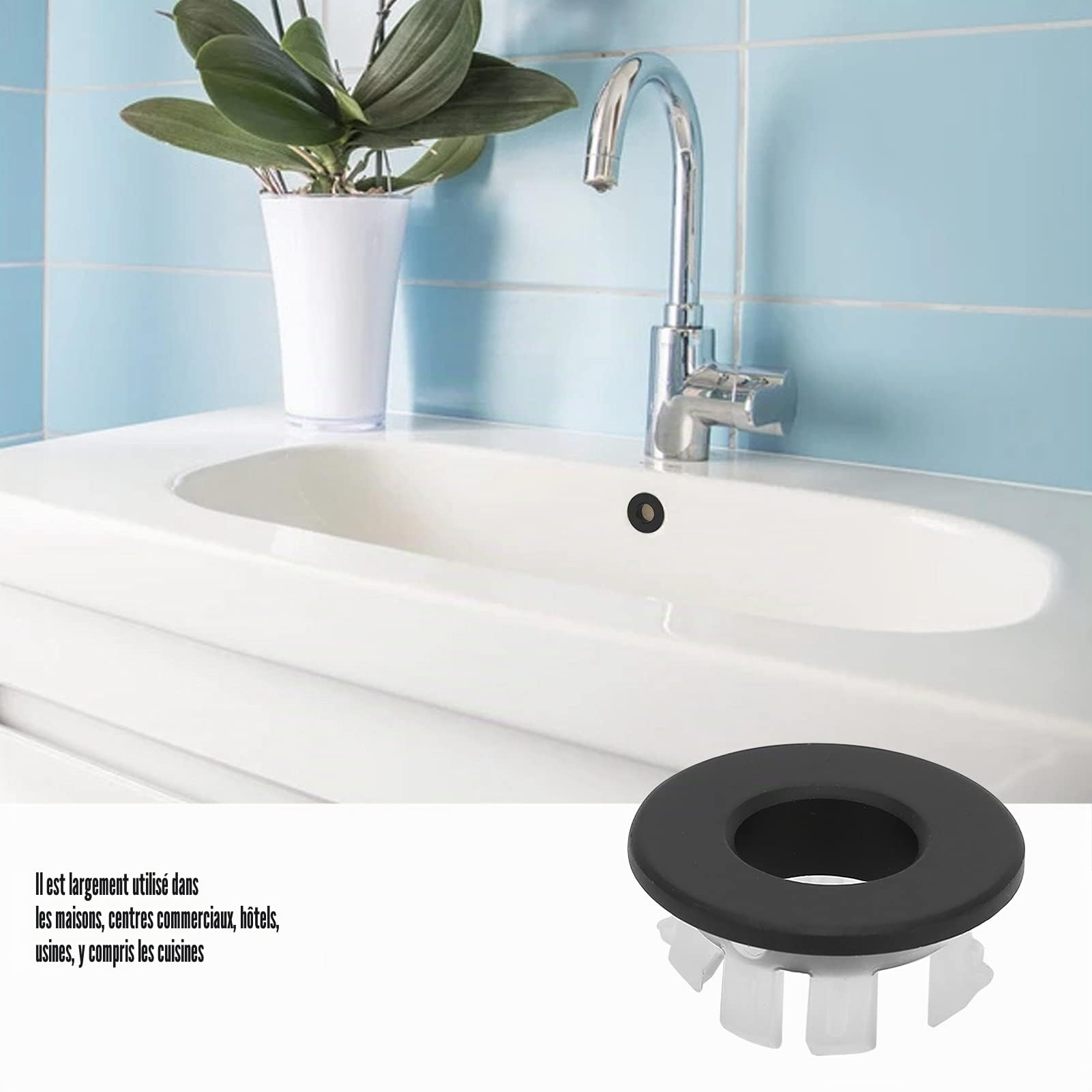 Tissting Anneau Trop-Plein Évier 3,5cm Laiton Noir