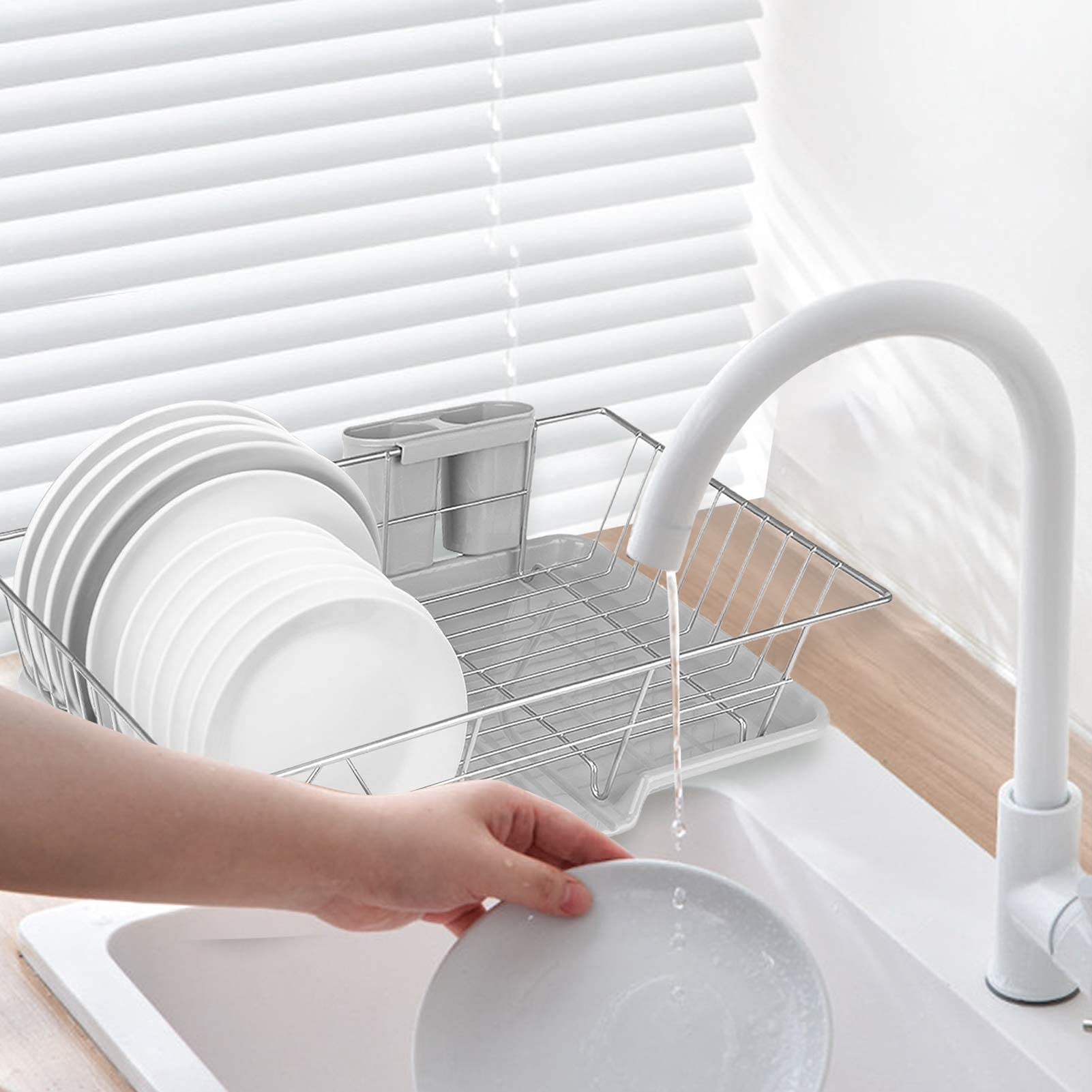 Ejoyous Kitchen Égouttoir vaisselle acier antirouille avec plateau