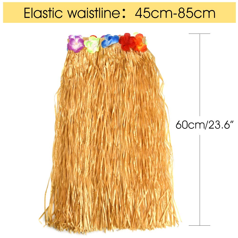 FEPITO Costume Hawaïen Femme Jupe Hula + Leis 6 Pièces