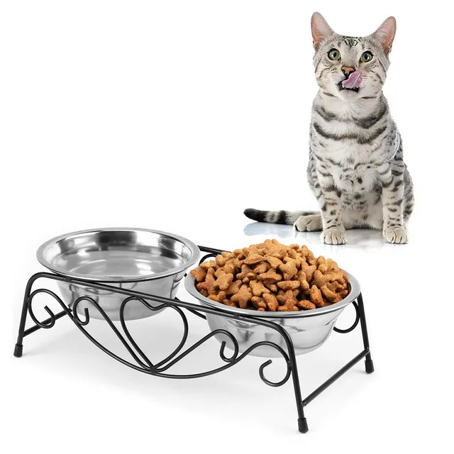 Ejoyous Living Room Gamelle Double Inox Surélevée Chien Chat
