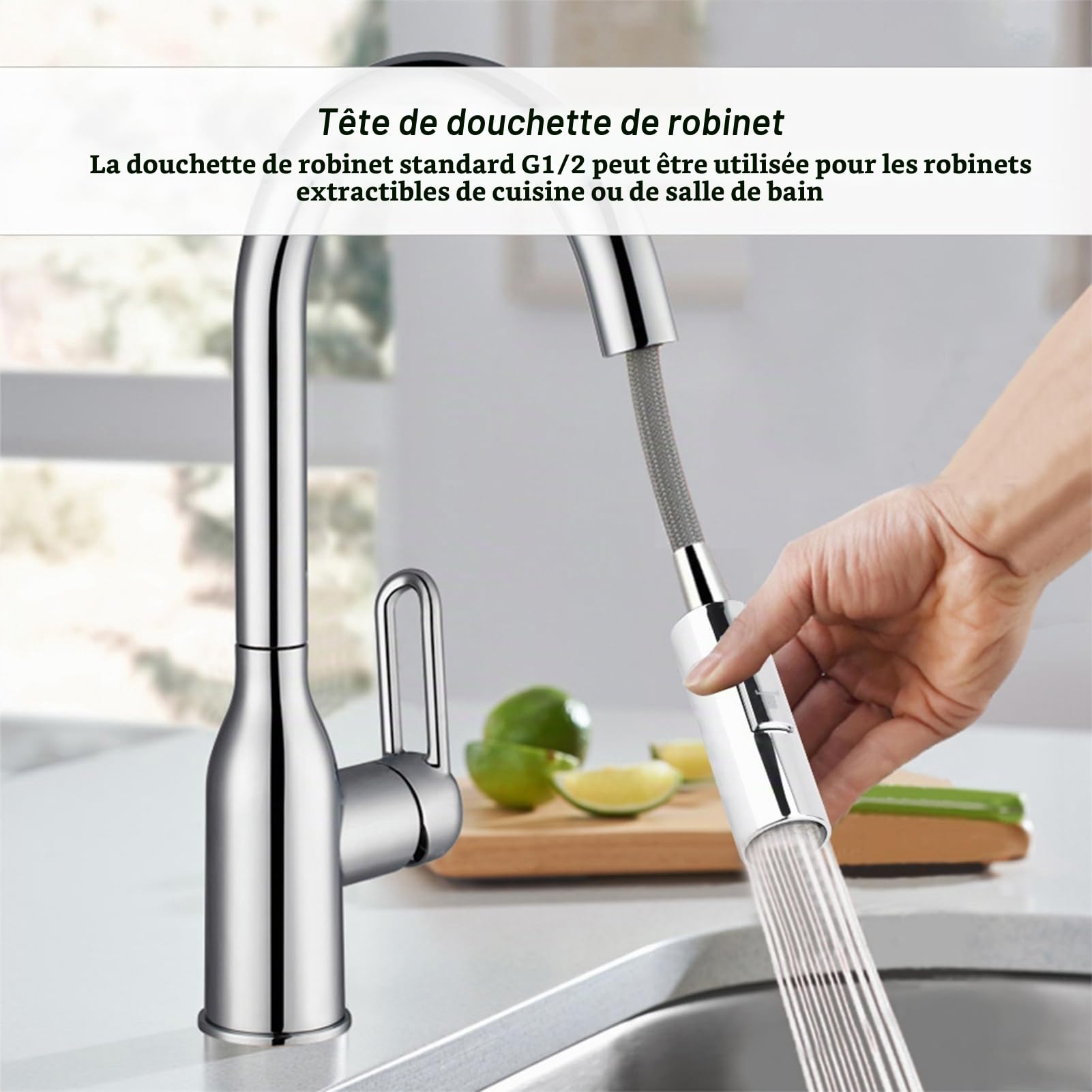 FTVOGUE Robinetterie tête pulvérisation G1/2 ABS argent