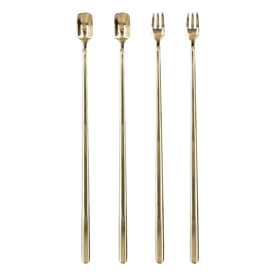 Tissting couverts dessert inox or 4 pièces longues