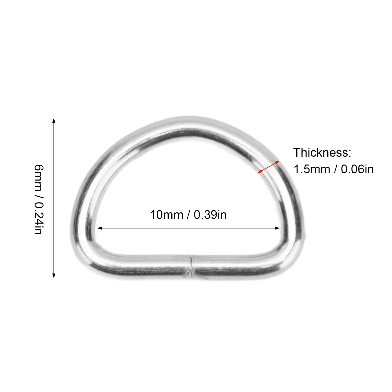 Tissting DIY anneaux en D argent fer 10 mm lot 100