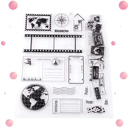 Ejoyous Tampons Silicone Transparents Voyage Carte Terre 13 Motifs