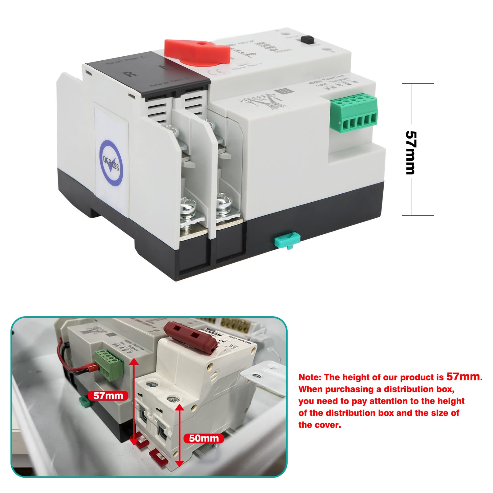 Jadeshay ZGQ5-100/2P inverseur automatique 100A 2P 220V