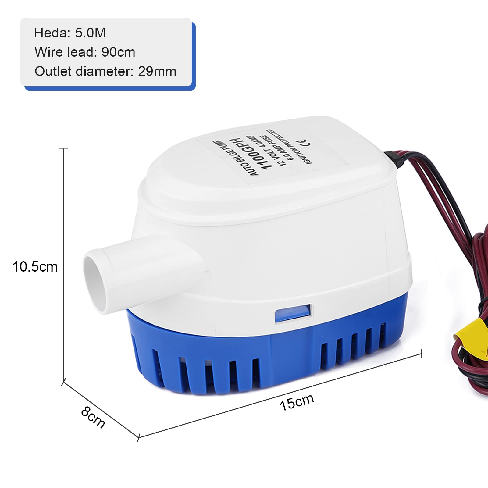 Ejoyous Sports & Equipment pompe de cale auto 12V 1100GPH flotteur