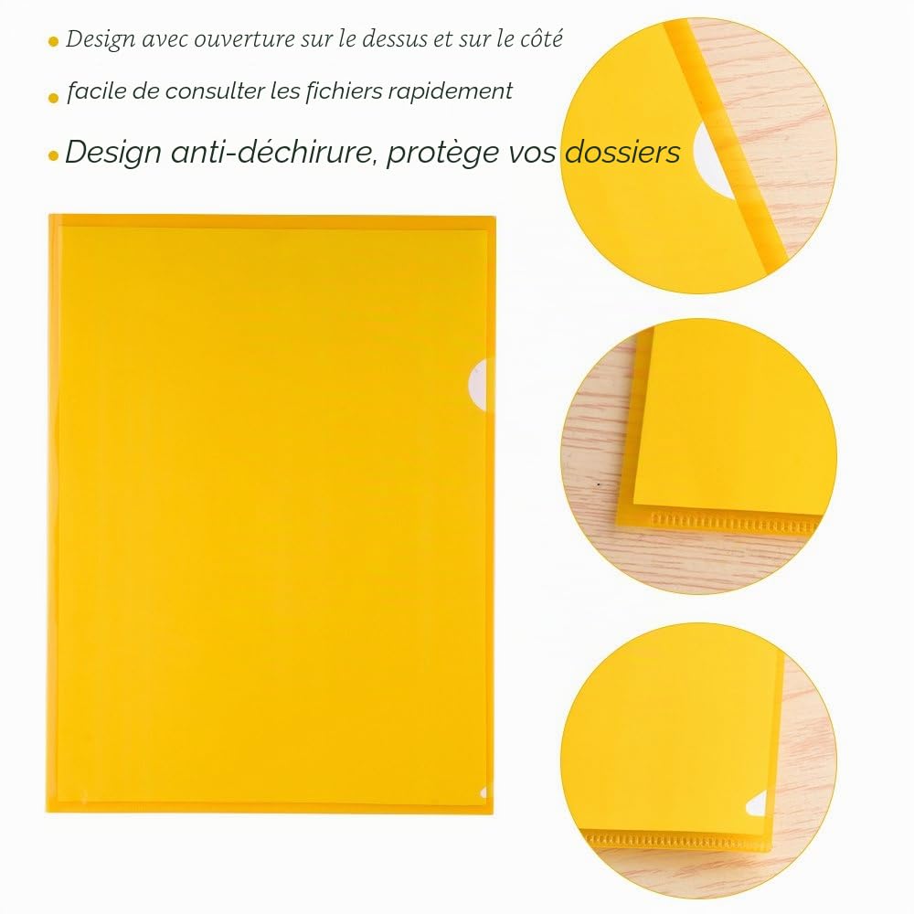 FEPITO Pochettes A4 plastique couleurs assorties lot 20