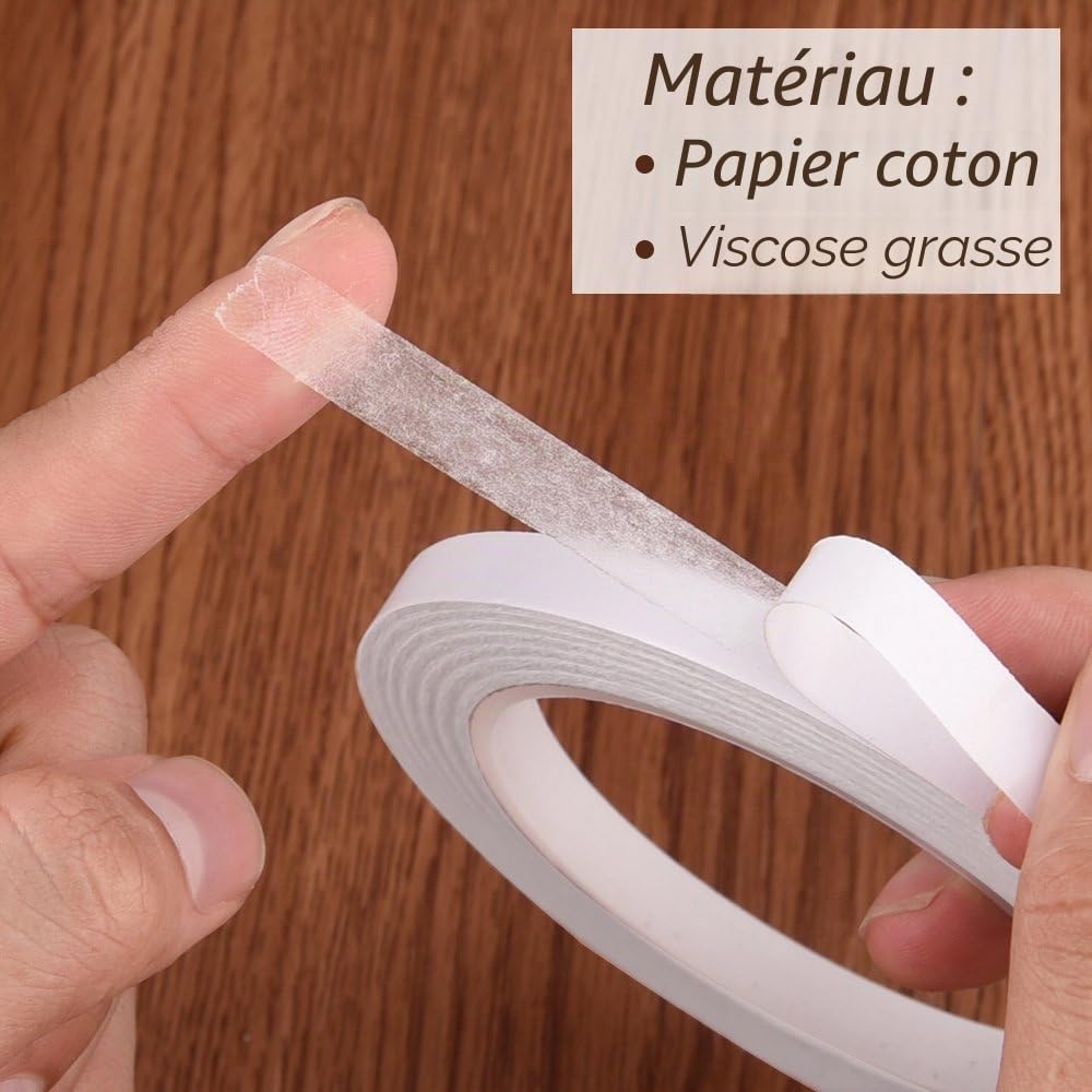 FEPITO 2 rubans double face blanc 5mm 9mm 35m