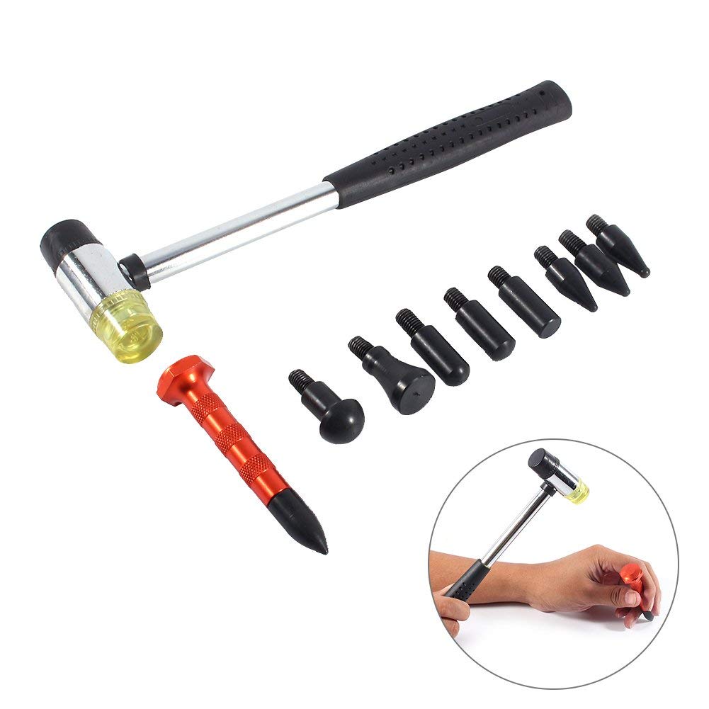 Ejoyous kit débosselage marteau + 9 têtes carrosserie