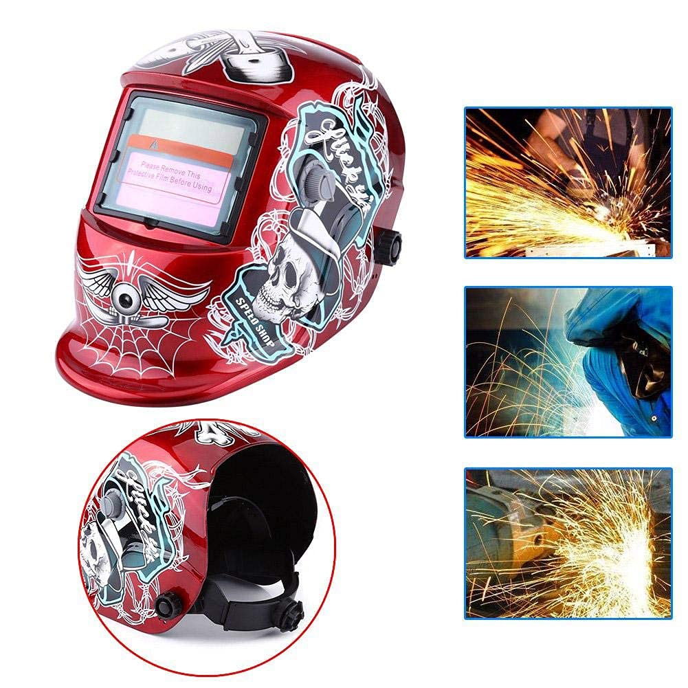 Ejoyous Masque de Soudure Auto DIN 9-13 Rouge Pirate TIG MIG