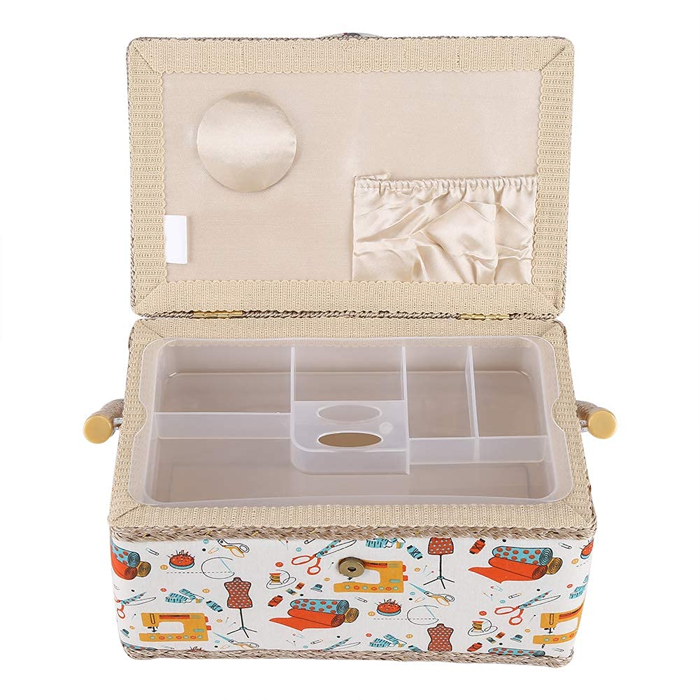 Ejoyous Tool boîte couture tissu floral grande 30,5 cm
