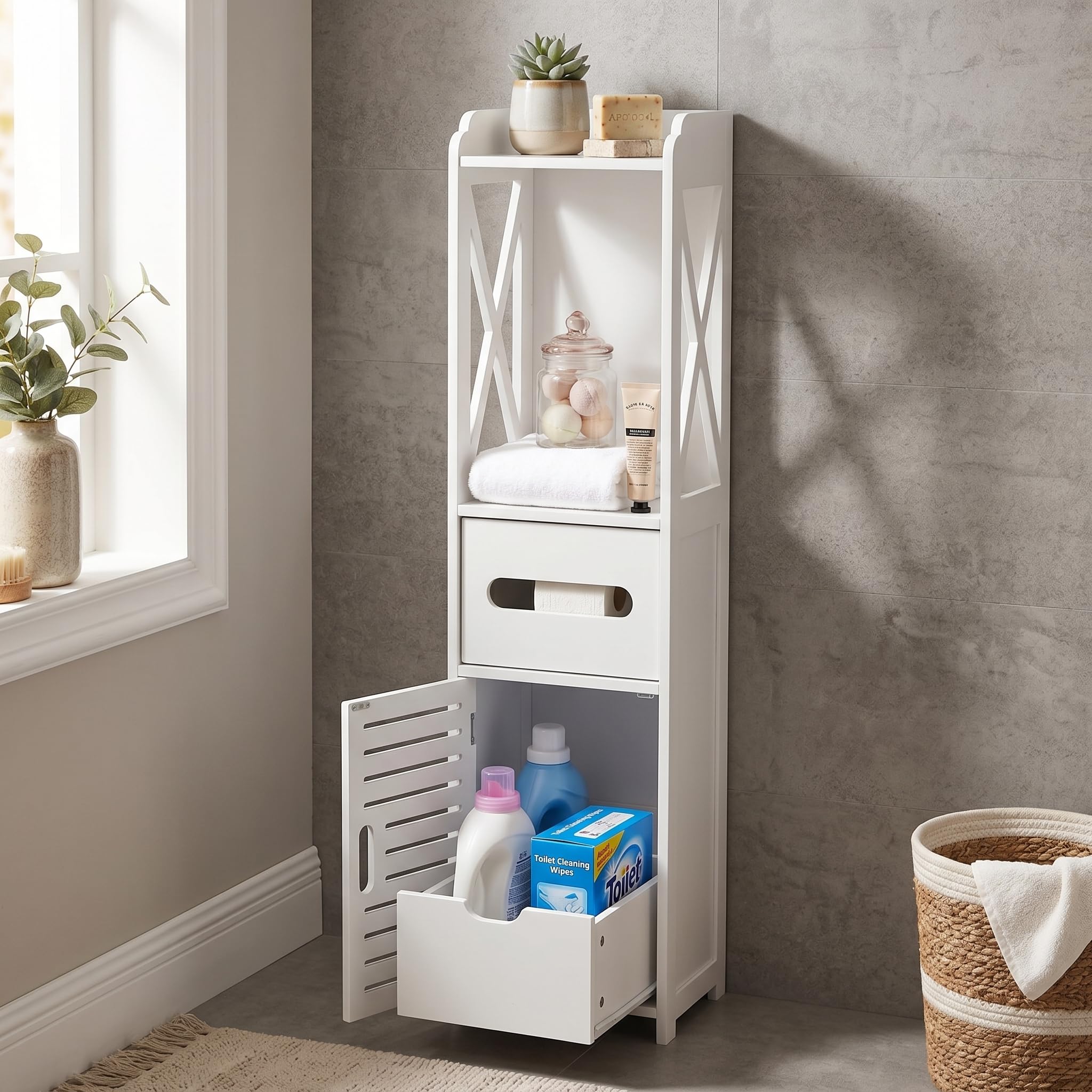 Ejoyous Bathroom colonne salle de bain blanc 80 cm