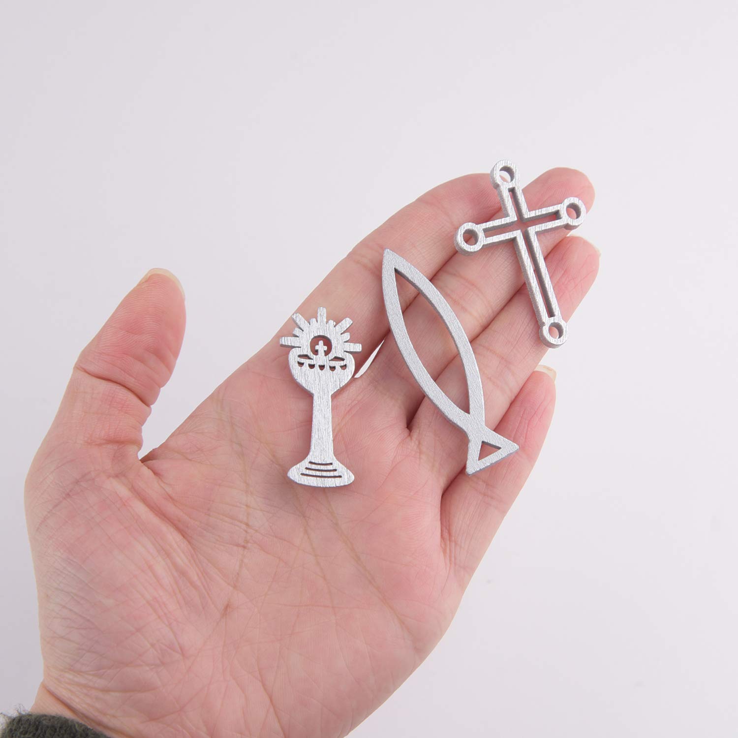 FEPITO Décoration Bois Argent Confirmation Communion Baptême