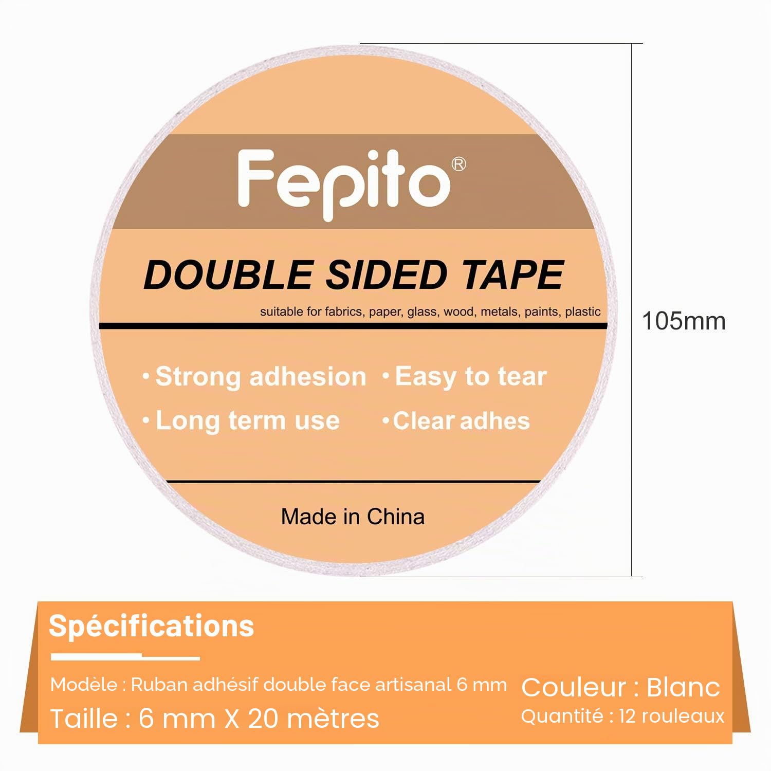 FEPITO Adhesive Tapes ruban double face 6mmx20m x12