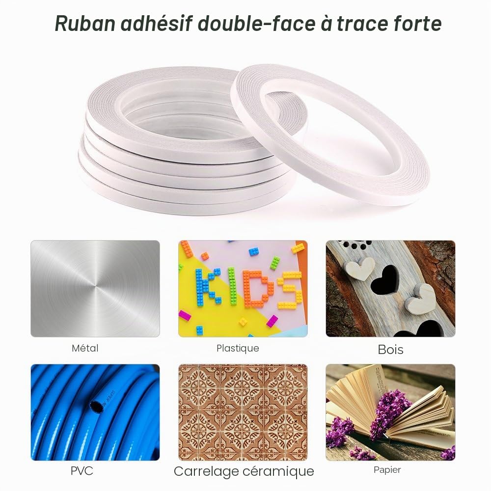 Fepito 6mmx25m Ruban Adhésif Double Face Lot de 6