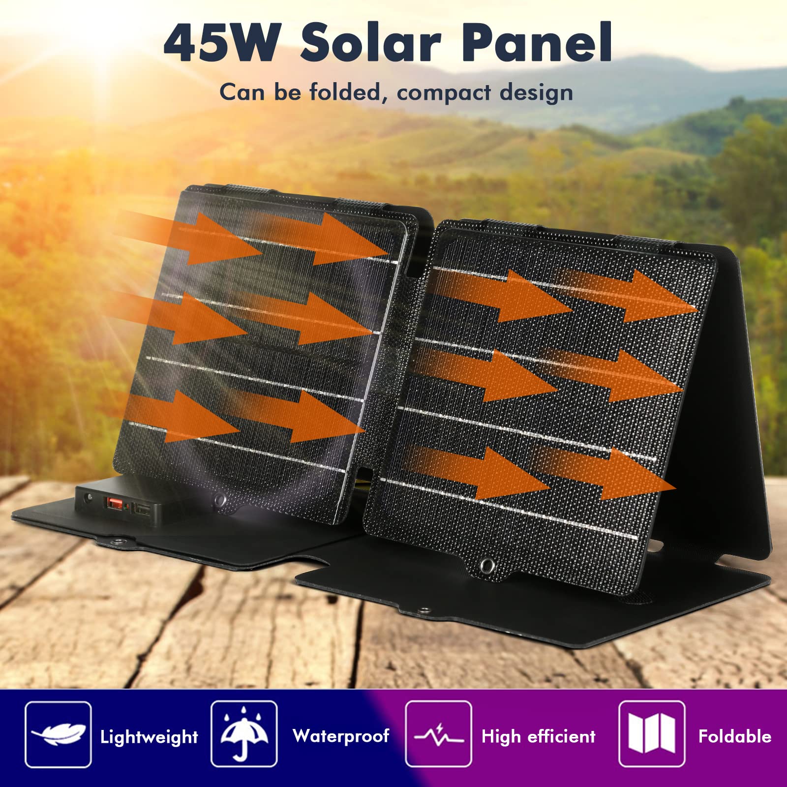 Jadeshay chargeur solaire pliable 42W monocristallin USB
