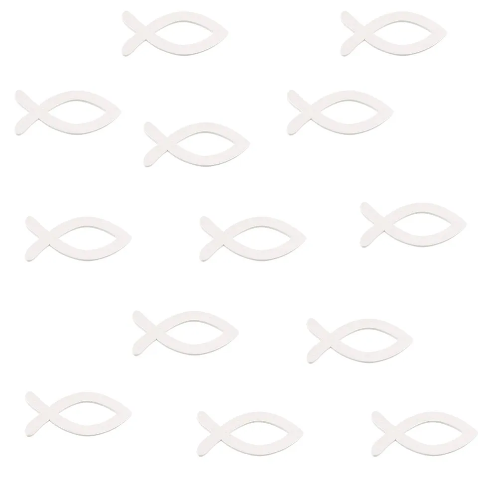 FEPITO Party Decorations poisson bois blanc 3,5 cm 100 pcs