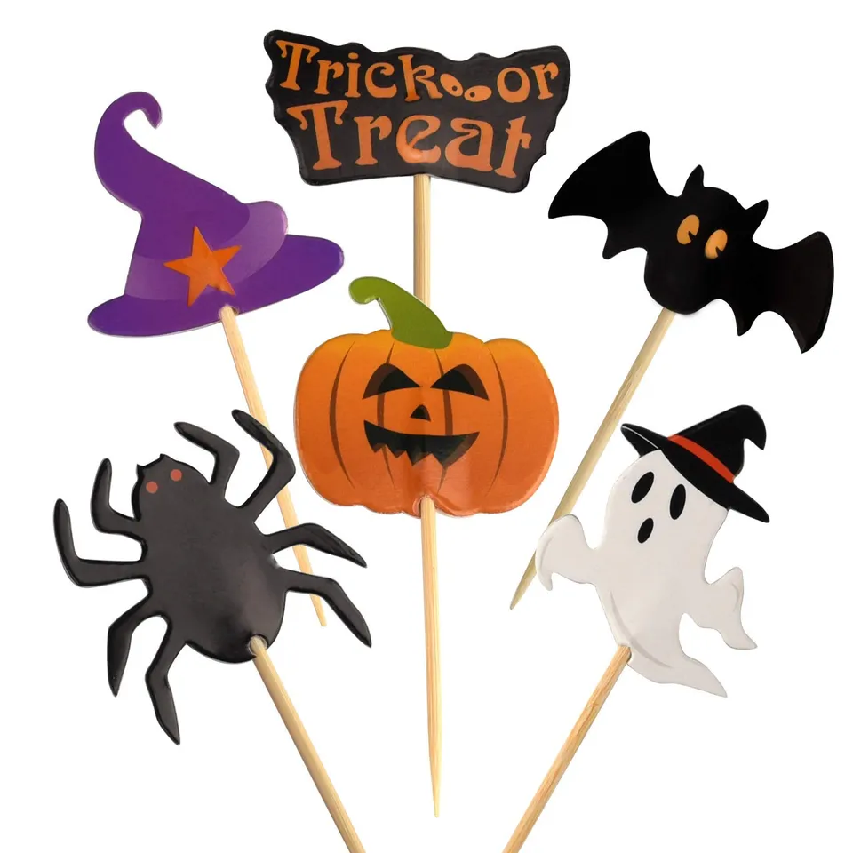 FEPITO Halloween cupcake topper cure-dent x60 décor