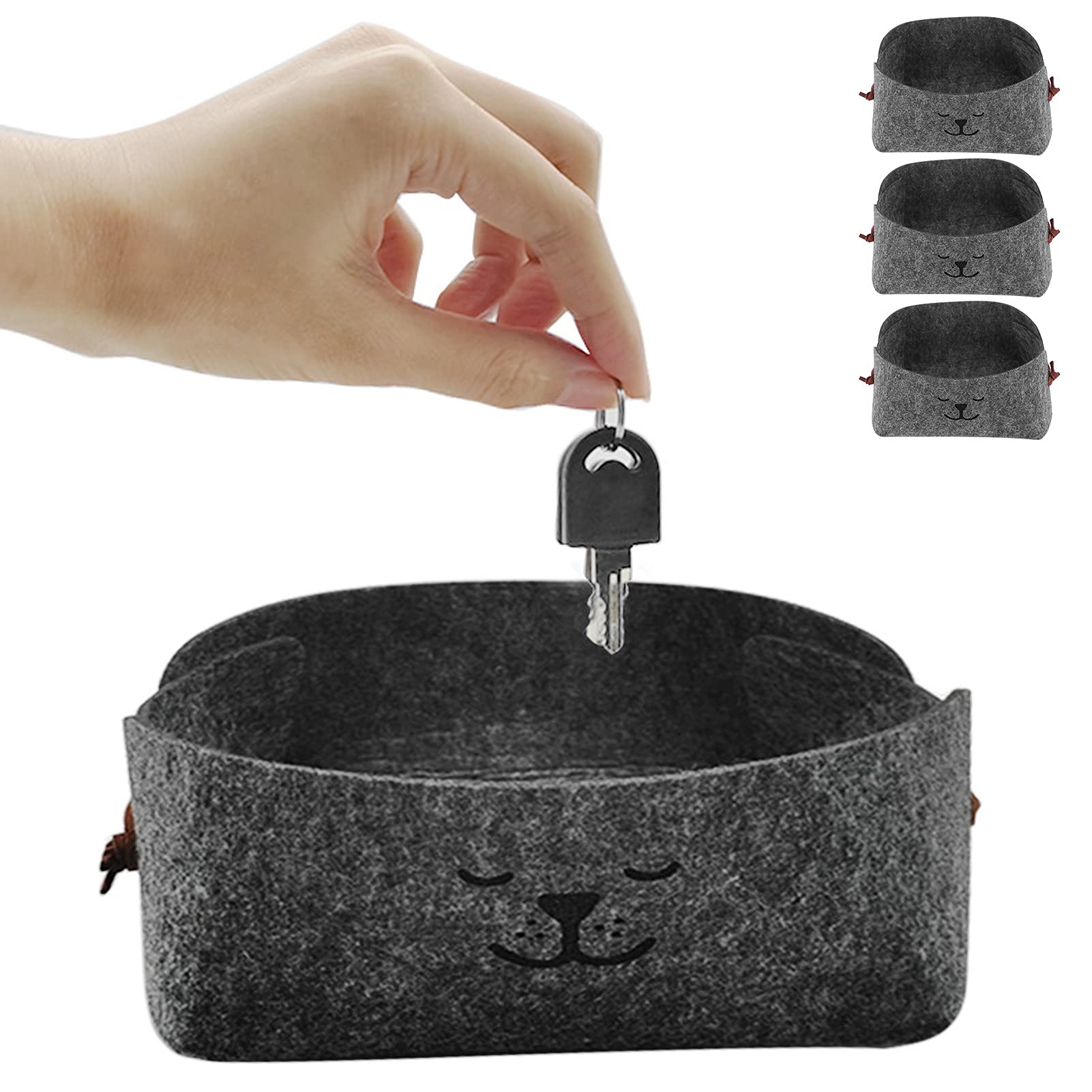 Tissting Boîte rangement feutre pliable lot de 3 petite