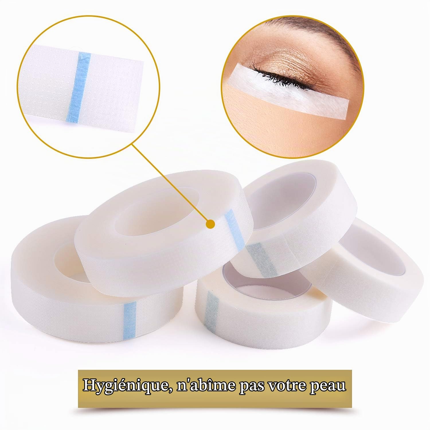 FEPITO 12 Rouleaux Ruban Extension Cils Micropore 9m