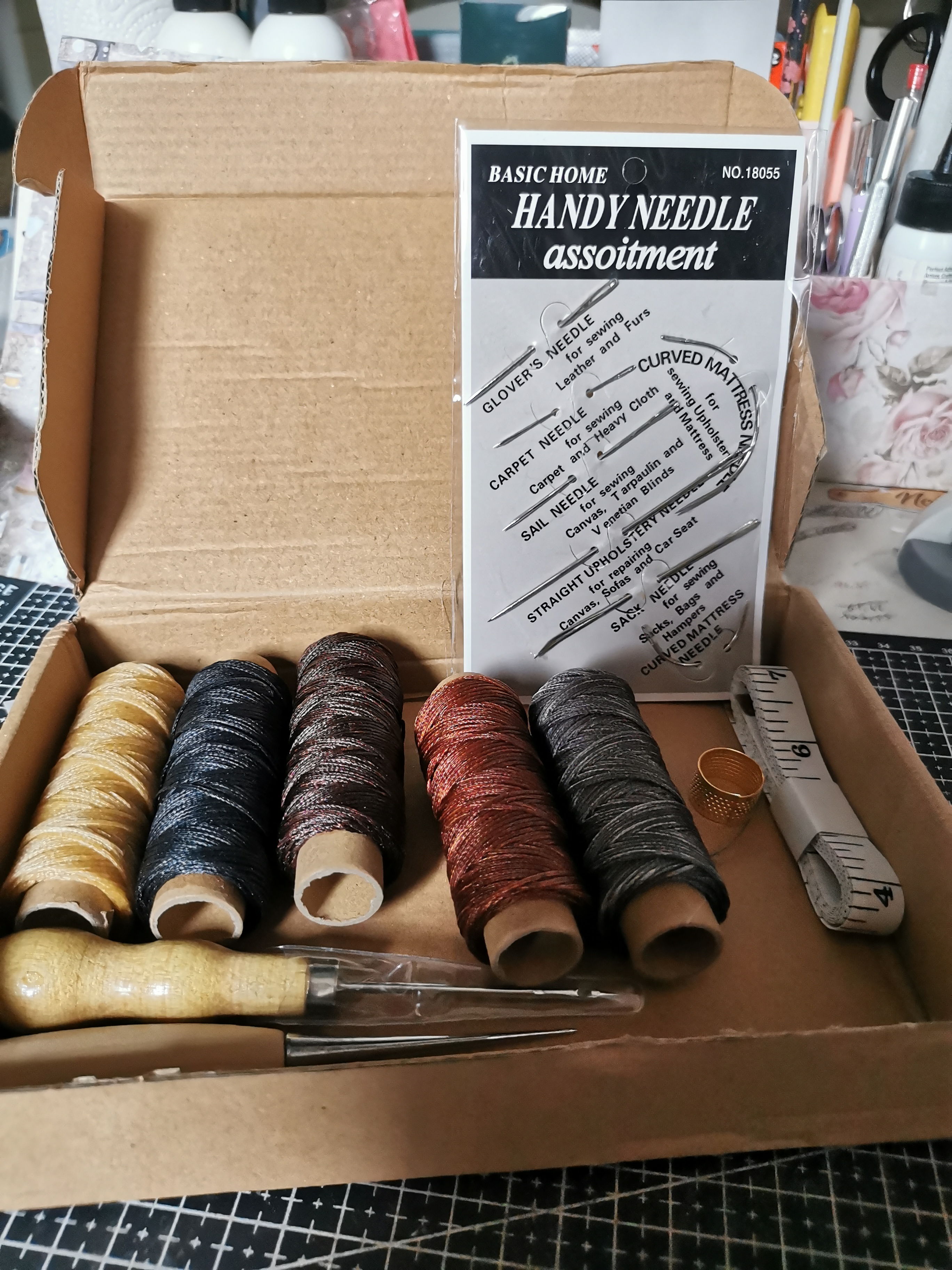 FEPITO fil ciré cuir 150D 8 couleurs kit 21 pièces