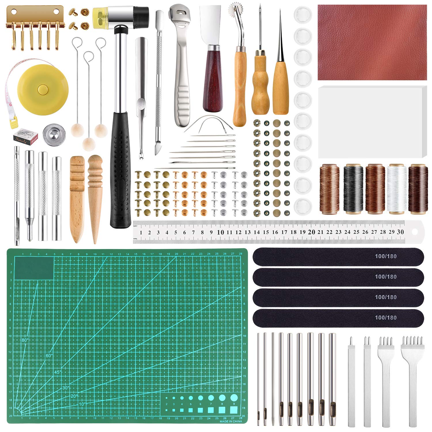 FEPITO kit outils cuir 58 pièces couture main