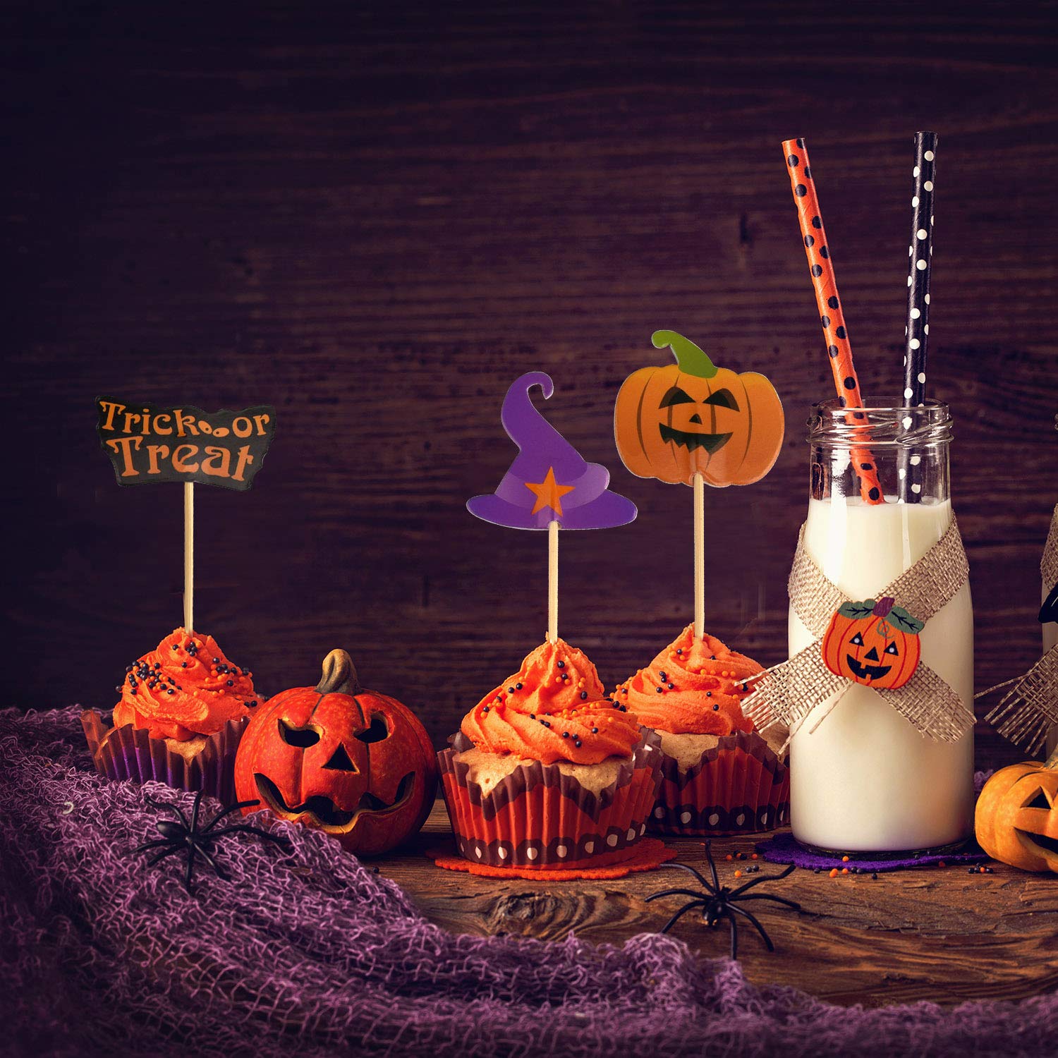 FEPITO Halloween cupcake topper cure-dent x60 décor