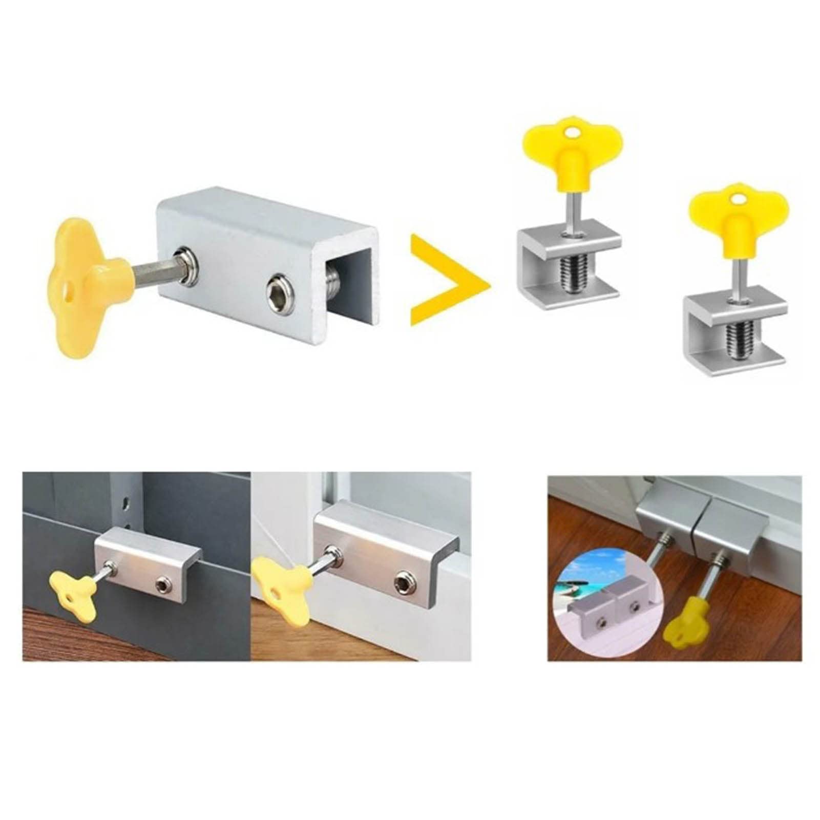 Tissting Verrou Porte Coulissante Noir Acier Lot de 4