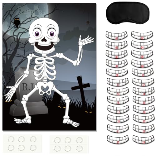 FEPITO Party Games jeu halloween épingle dents crâne 24 pcs
