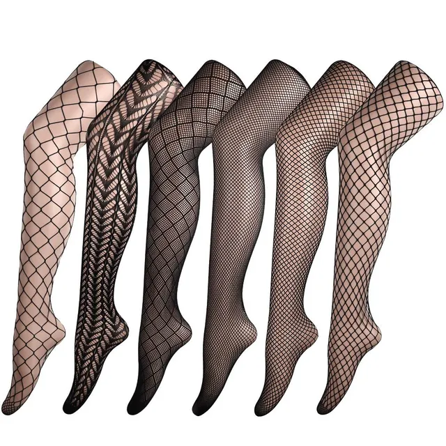 FEPITO Collants Résille Noirs S-M Taille Haute