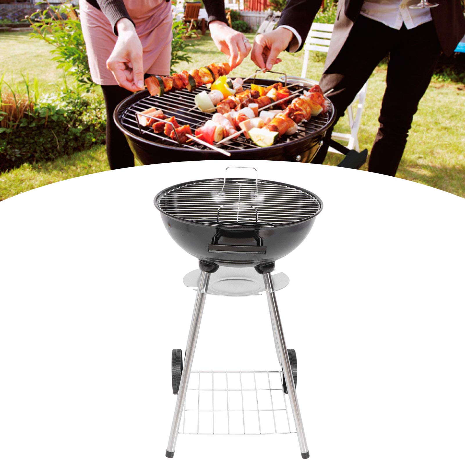 Ejoyous Garden barbecue charbon rond couvercle 4-5 pers