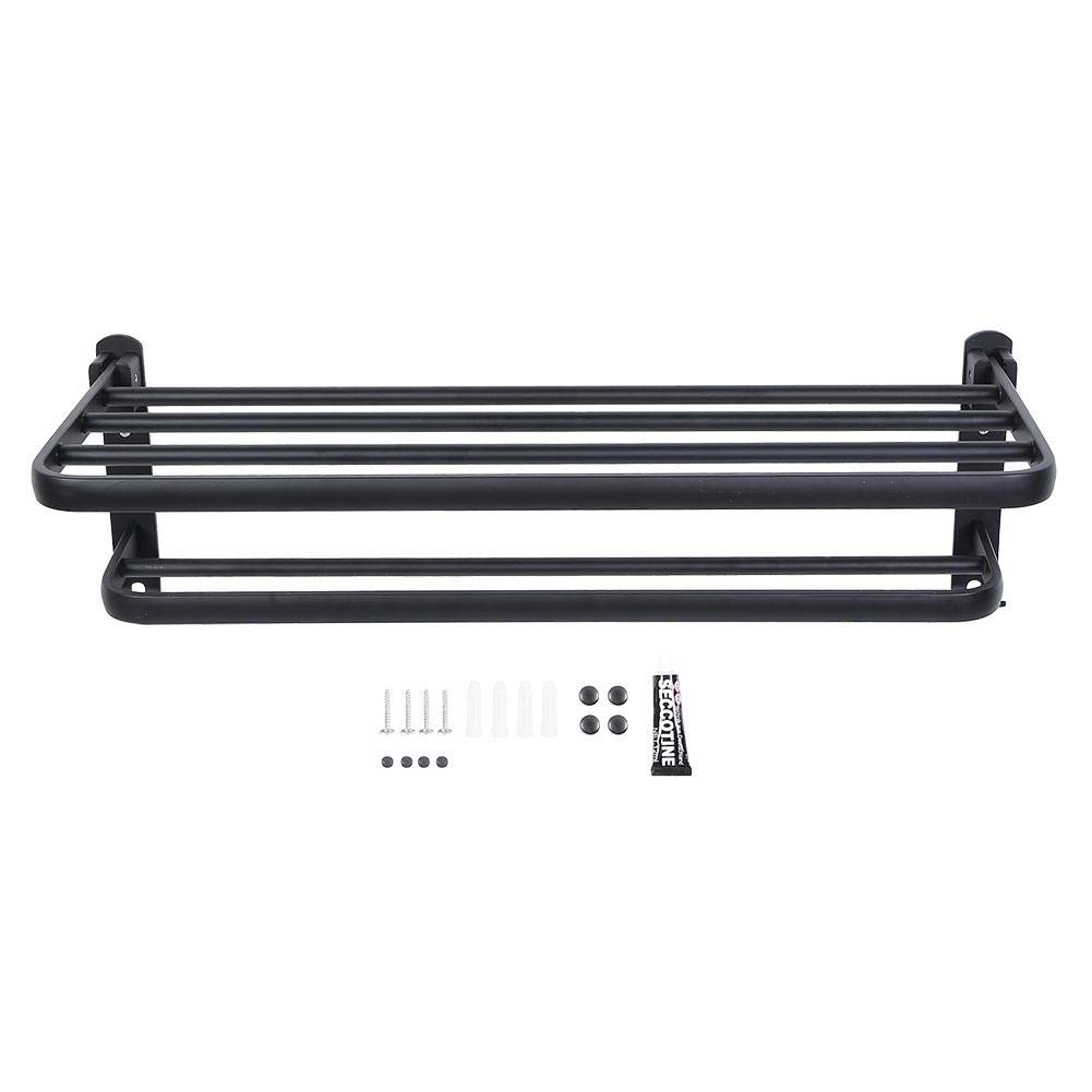 Ejoyous Porte Serviettes Mural Noir Pliant Alu 2 Niveaux