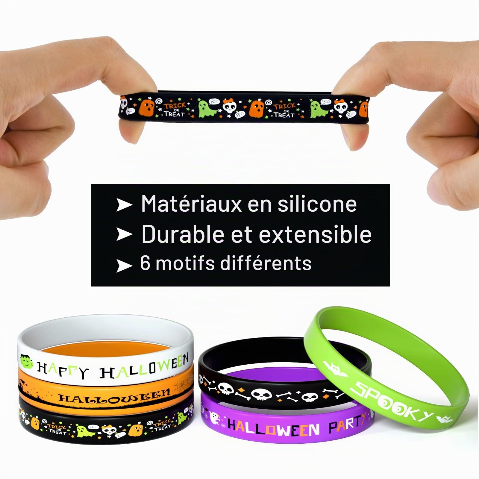 FEPITO Party Decorations bracelets Halloween silicone lot 36