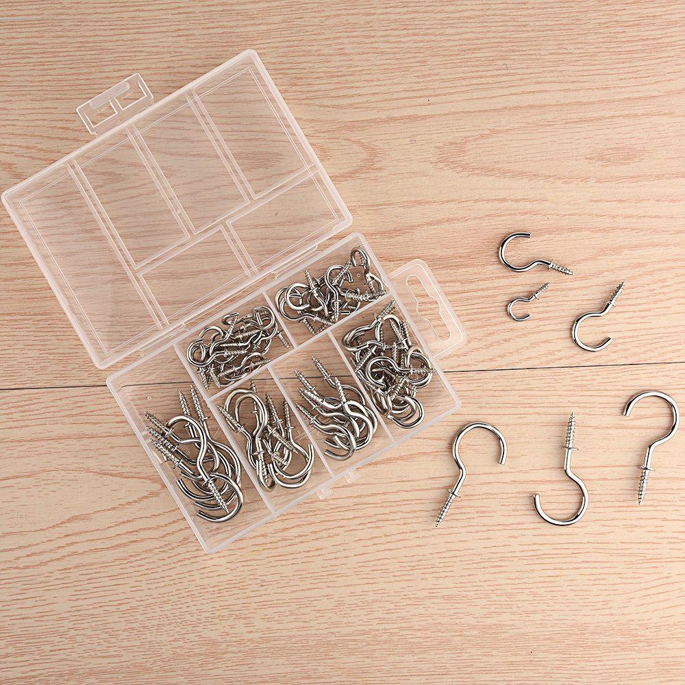 FEPITO Crochets plafond tasse nickel 75 pièces multi-taille