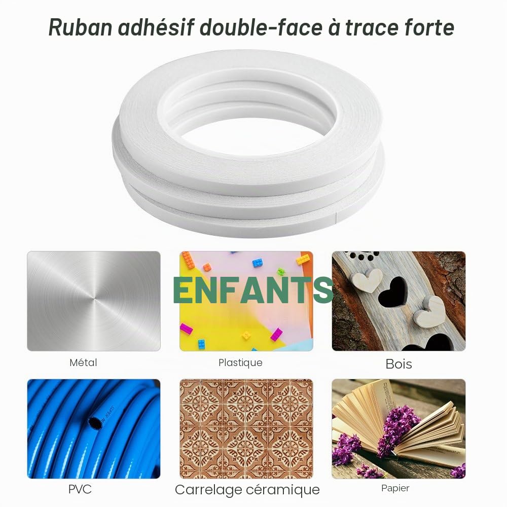 FEPITO Lot 3 Ruban Double Face 6mm x 30m Bureau