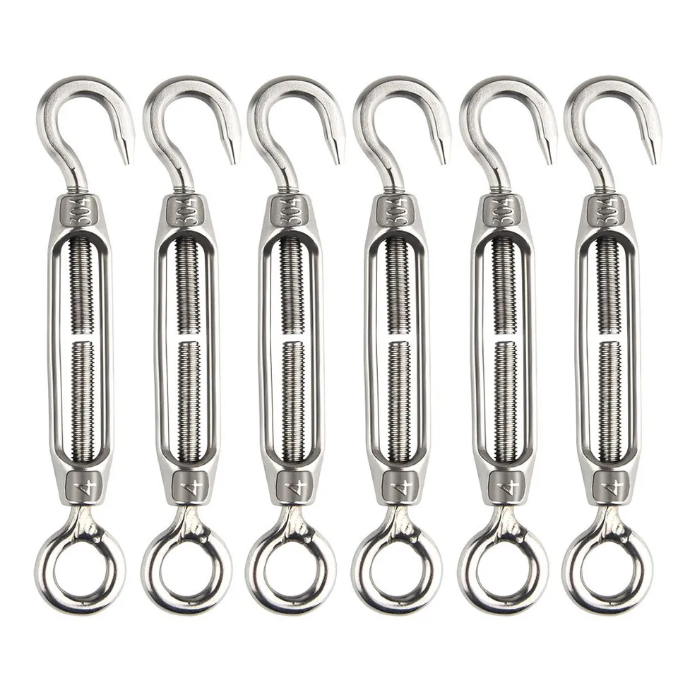 Fepito M4 Tendeur Fil Inox Crochet Oeillet Lot de 6