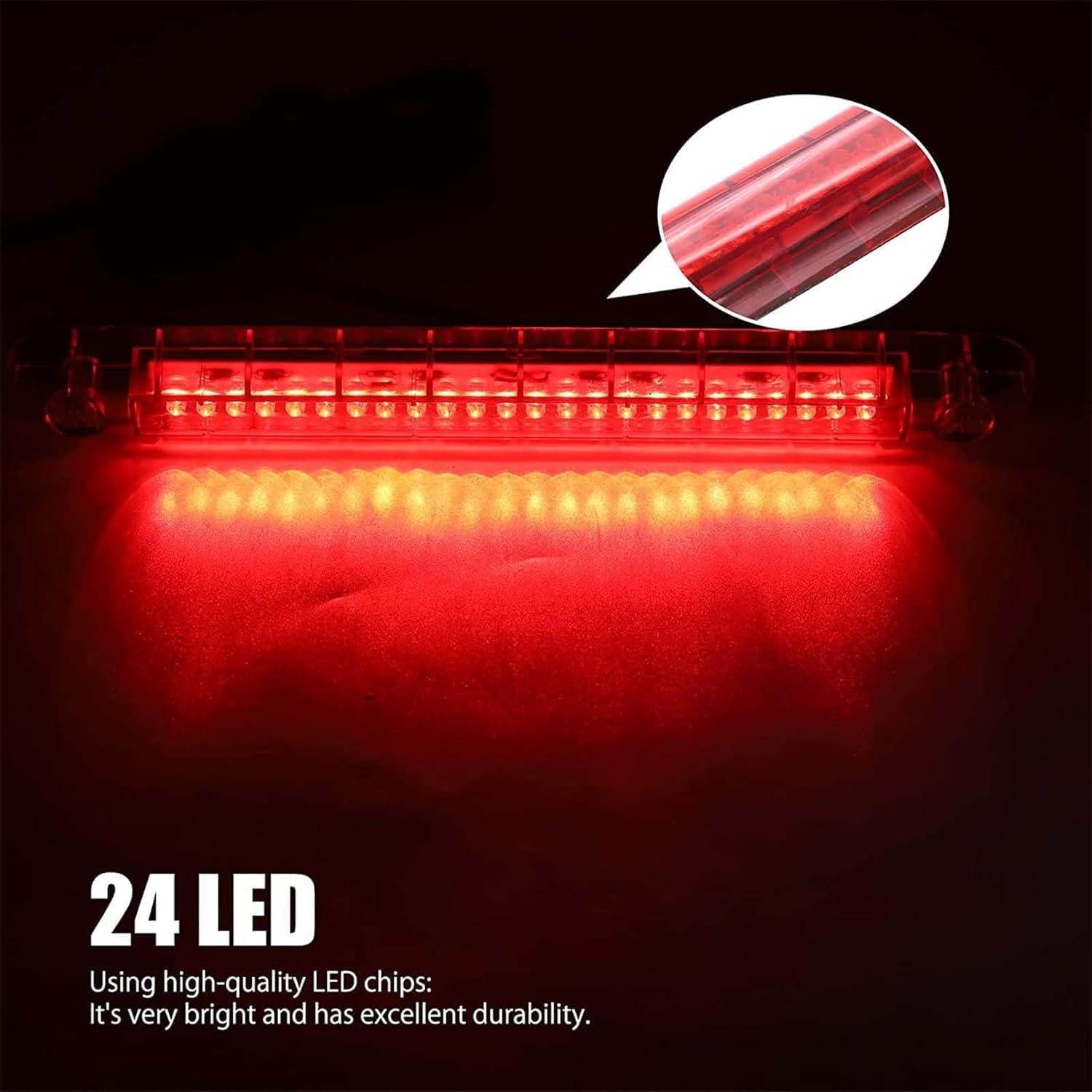 Ejoyous 24 LED feu stop 12V rouge universel etanche auto moto