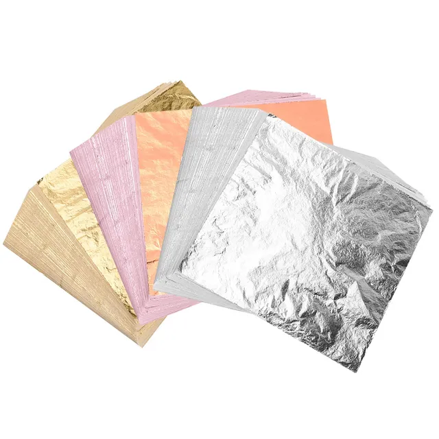 FEPITO Feuilles Dorure Or Rose Argent 14x14 cm Lot 300