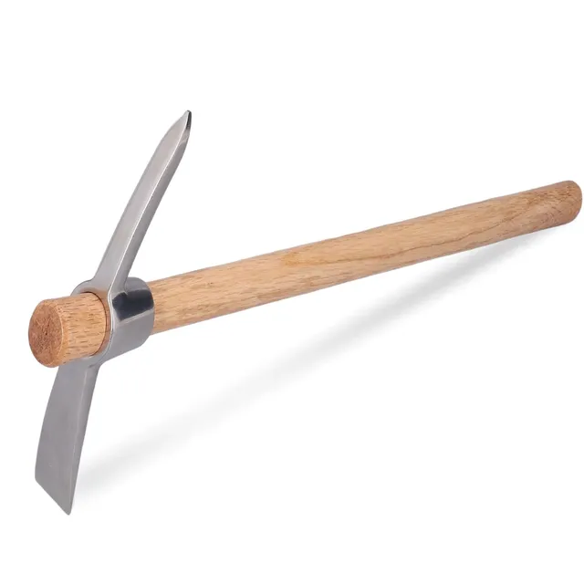 Tissting Gardening Tools pioche de jardin inox 40 cm manche bois