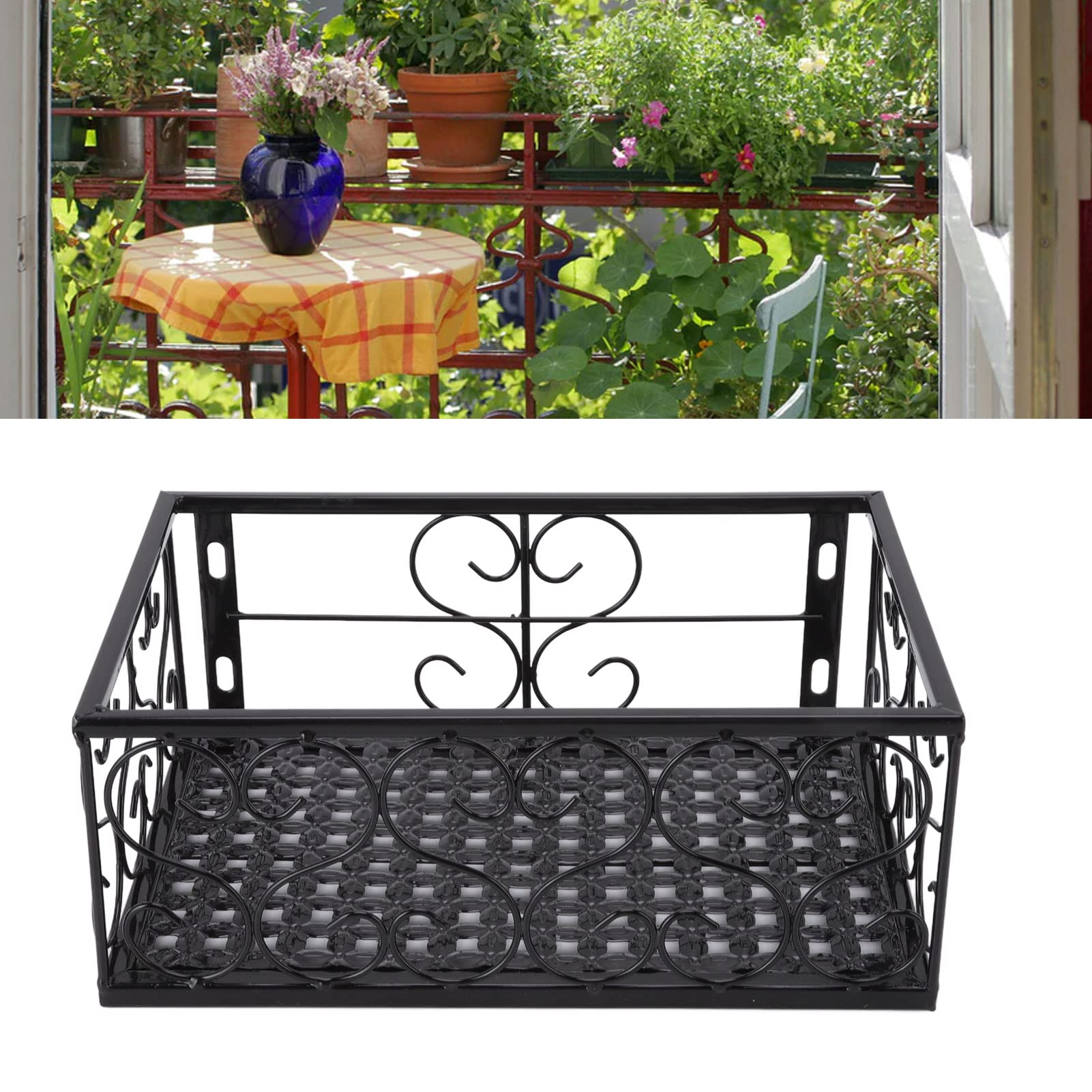 Tissting Support pot fleur balcon fer noir 6,5 cm