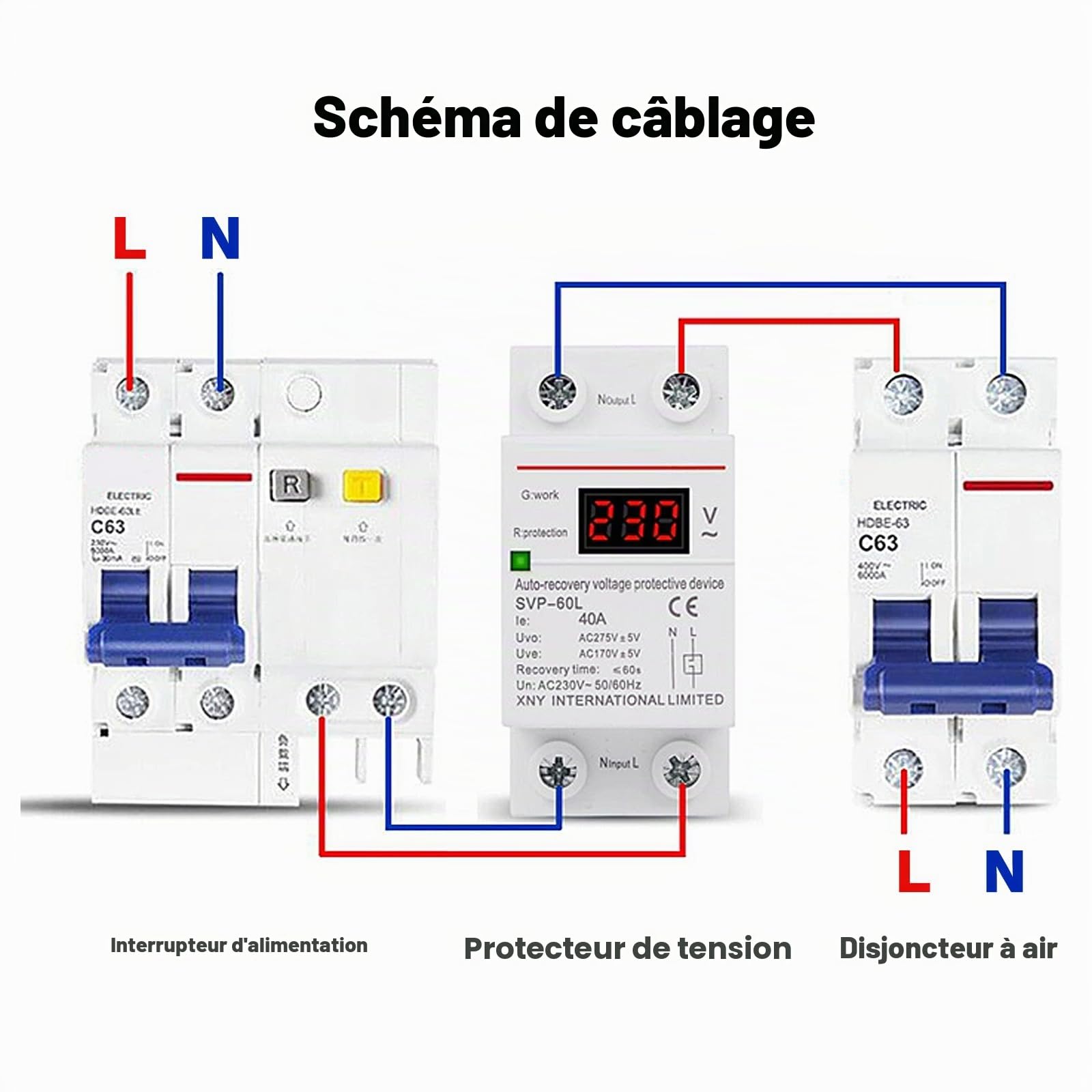Jadeshay Installation Électrique protecteur de tension 230V 40A auto