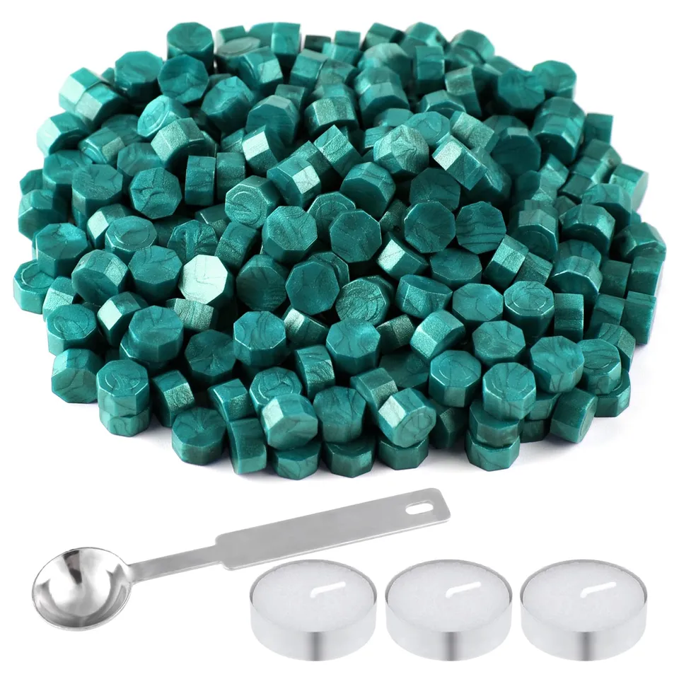 FEPITO perles cire cachet vert malachite lot 300