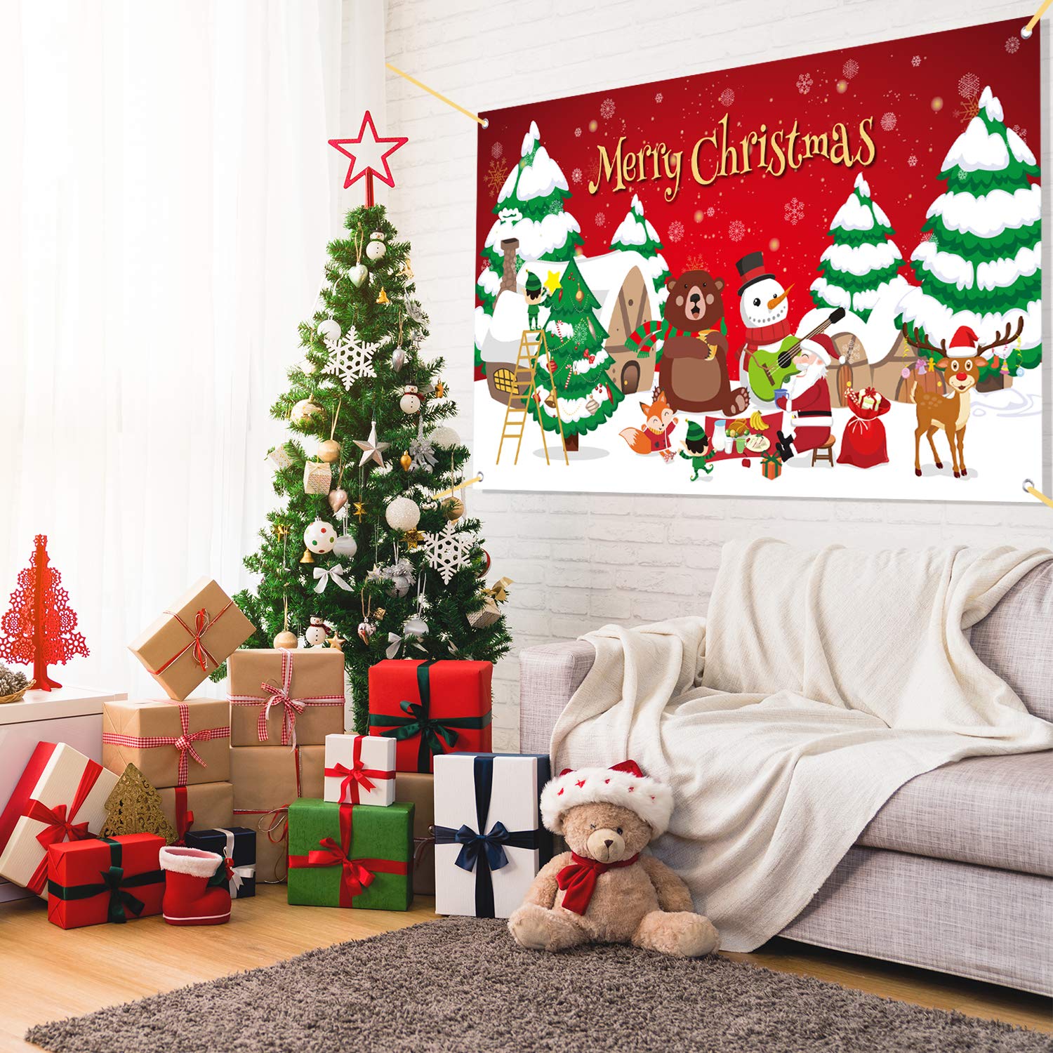 FEPITO Party Decorations bannière Noël 180x105 cm polyester