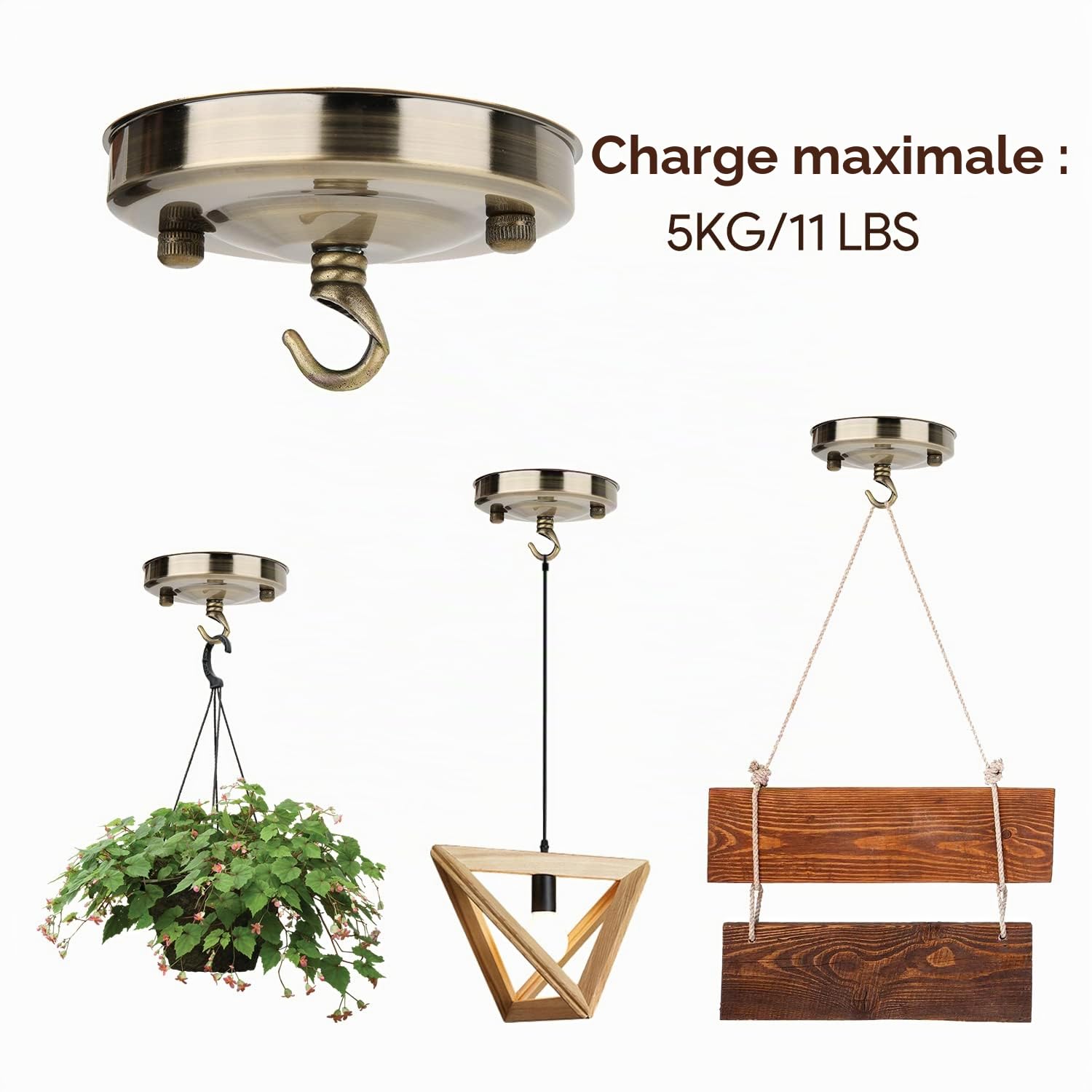 Tissting HOME DECORATION rosace plafond bronze 2 pièces crochet