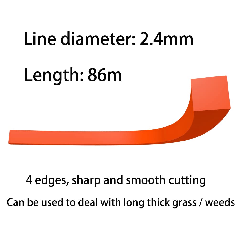 FEPITO Fil Débroussailleuse Nylon Carré 2,4 mm x 86 m Orange