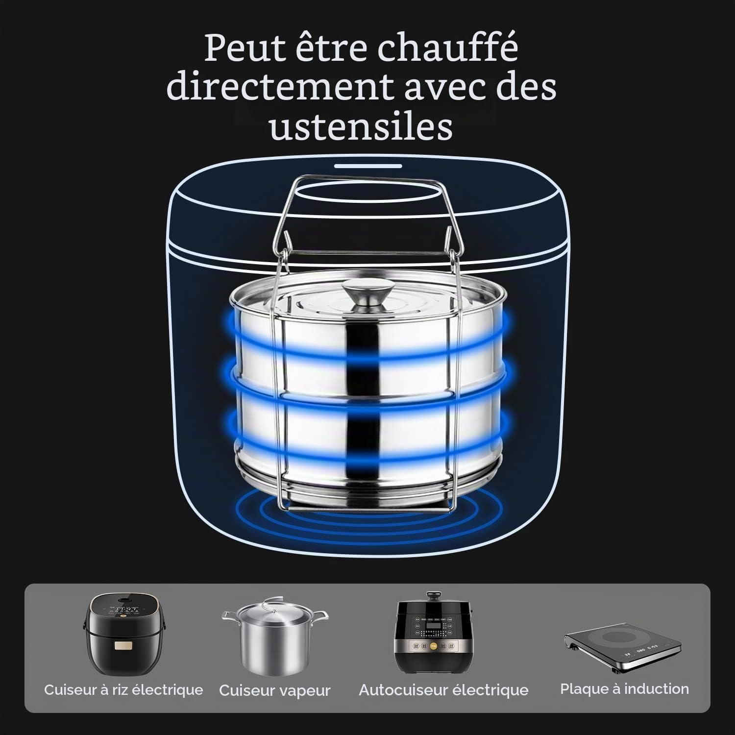 Tissting KITCHEN BATHROOM cuiseur vapeur inox 2 étages empilable