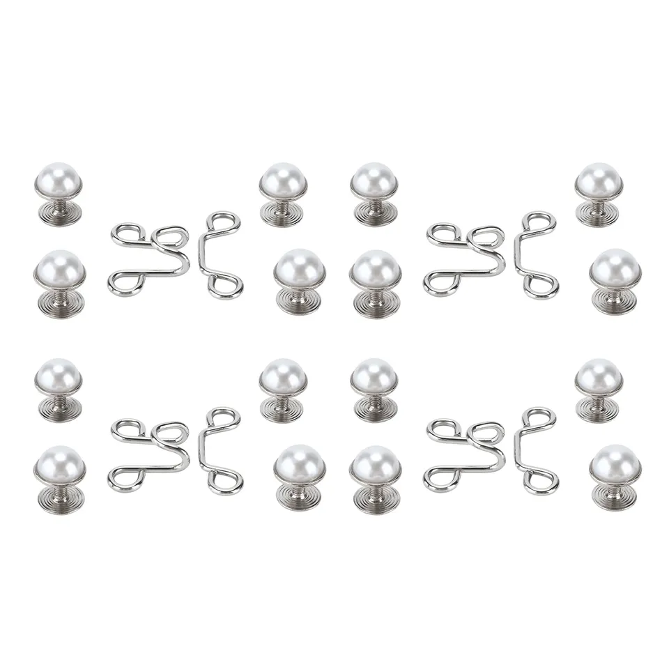 Tissting Boutons Jean Perle Blanche Réglables Lot de 4