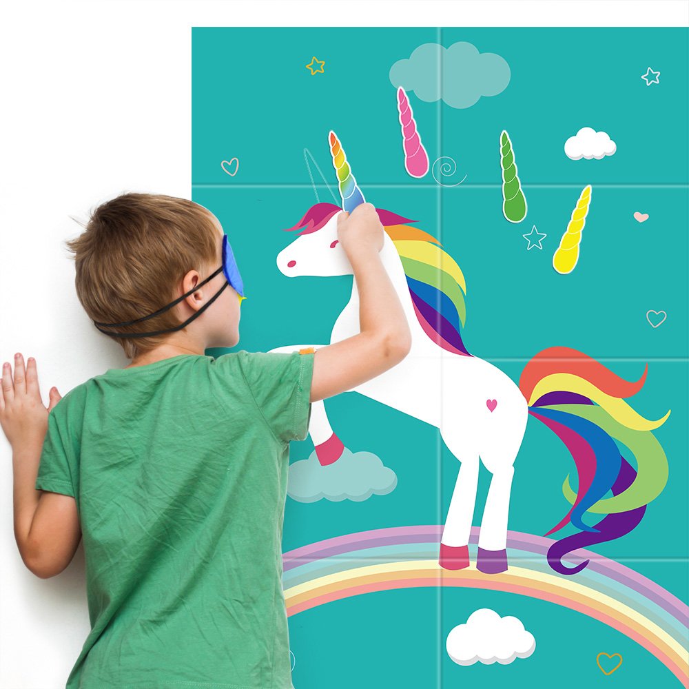FEPITO Pin the Horn jeu licorne anniversaire 24 cornes