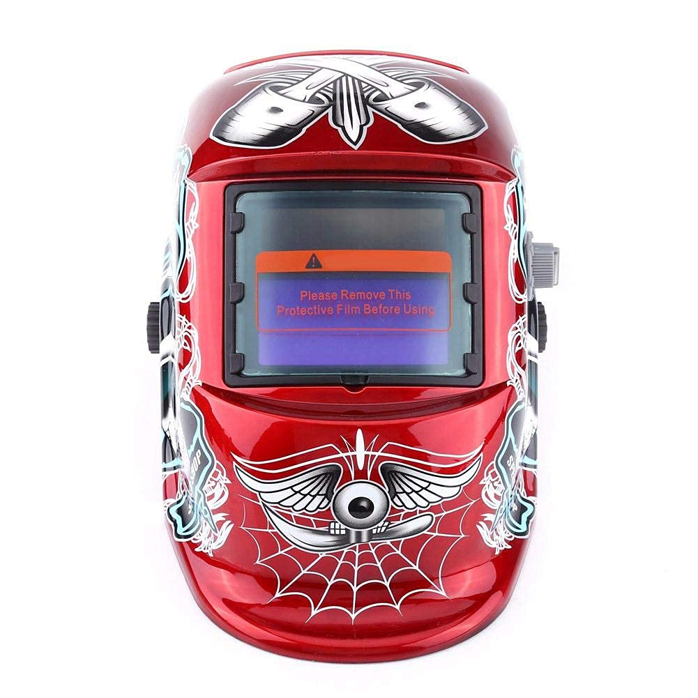 Ejoyous Masque de Soudure Auto DIN 9-13 Rouge Pirate TIG MIG